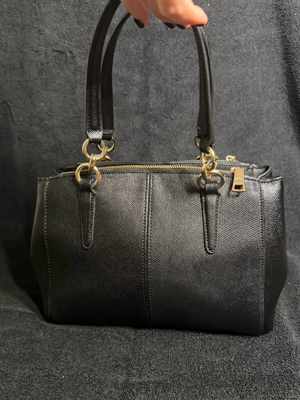 Coach Black Christie Carryall Tote in Pebble Leather